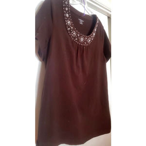 2 for 20 Croft and Barrow Brown Tee with Shell Embellishment 1X*